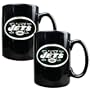 NFL New York Jets Two Piece Black Ceramic Mug Set - Primary Logo
