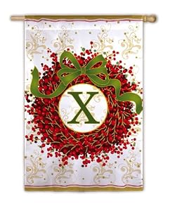 Monogram Holiday Wreath Regular Size Flag X