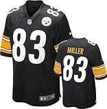 Heath Miller Youth Jersey: Home Black Game Replica #83 Nike Pittsburgh Steelers Youth Jersey