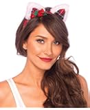 Leg Avenue Christmas Kitty Ear Headband with Mini Holly Berry Bow