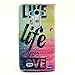 Deego Live the Life You Love Sparkle Pattern PU Leather Magnet Flip Wallet Cover with Stand for LG G3