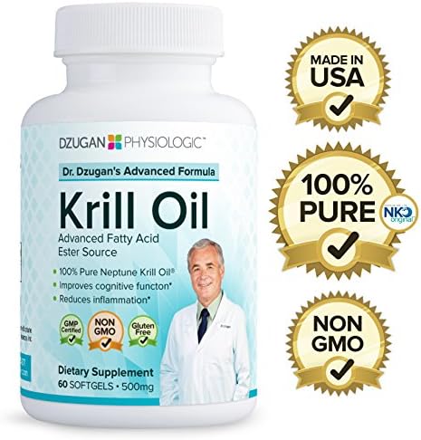 Dr. Dzugan's ADVANCED 100% Pure Neptune Krill Oil Formula :: Non-GMO, Gluten Free, GMP Certified! :: 500mg 60 Softgels