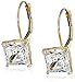 Amazon Collection 10k Gold Princess-Cut Dangle Earrings Made with Swarovski Zirconia (3 cttw)