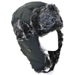 Black Weatherproof Warm Nylon Faux Fur Pilot Aviator Trooper Trapper Aviator Hat for Men and Women with Complete Inner Faux Fur Lining