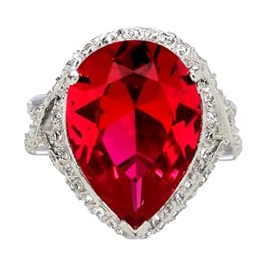 Natalies CZ Ruby Cocktail Ring :  ruby cocktail ring natalies cz ruby ring cocktail ring sterling silver cocktail ring
