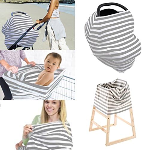 Baby Car Seat Cover, 4 in 1Use, For All Newborn Car Seats, Durable, Wipe Clean, Breathable 100% Cotton, Stretchy, Secure, Lightweight, Sun Wind Rain Resistant, Baby Shower Gift, Black Friday Deal