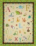 A to Zoo Double-Sided Quilted Alphabet Panel Green Fabric