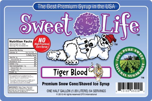 Sweet Life Premium Tiger Blood Snow Cone Syrup RTU--1/2 Gallon
