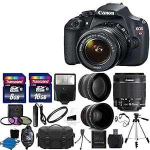 Canon EOS Rebel T5 DSLR CMOS Digital SLR Camera and DIGIC Imaging with EF-S 18-55mm f/3.5-5.6 IS Lens + 58mm 2x Professional Lens +High Definition 58mm Wide Angle Lens + Auto Flash + 59
