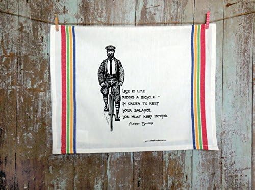 Life is Like Riding a Bicycle Albert Einstein Quote Tea Towel - 100% cotton tea towel by Sunday Drive Designs
