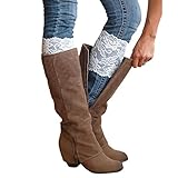Voberry® Women's Lace Crochet Knitted Lace Trim Boot Cuffs Toppers Leg Warmers Socks (B)