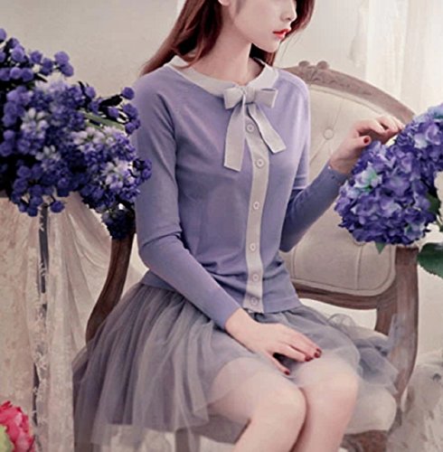 リボン パステル 長袖 カーディガン 上着 羽織り コート ジャケット ニット セーター ブラウス シャツブラウス チュニックシャツ セットアップ カジュアル レディース 秋物 冬物 可愛いスカーフ付き T-345