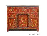 Tibetan Animals Orange Side Buffet Console Table As1499