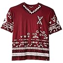 Southpole Men's Big-Tall Engineered Print Patterned Tee with Horizontal Patterns On Bottom, Burgundy, 4XB