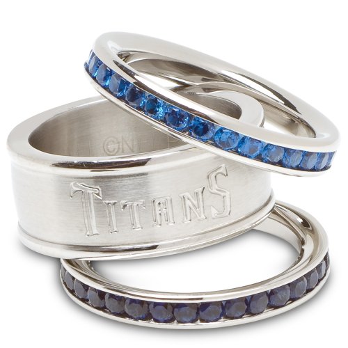 Tennessee Titans Logo Crystal Stacked Ring Set (Size 8)