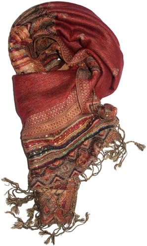 LibbySue-Foulard/Tapestry Border Pashmina Scarf Wrap