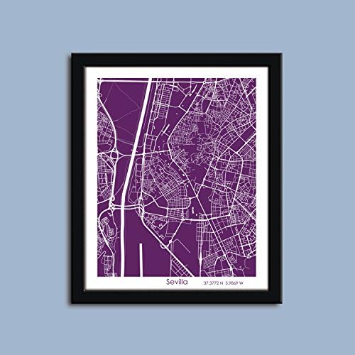 Seville map, Seville city map art, Seville wall art poster, Seville decorative map