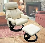 Frugah Leather Professional Tv Office Massage Chair Soft with Ottoman Cream