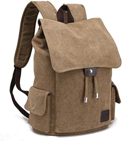 Generic Unisex Retro Canvas Backpack Outdoor Rucksack School Bag Travel Hiking Rucksack (Khaki)