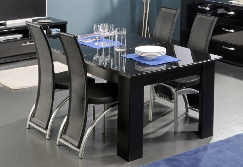 Pharao24 Esszimmer Stühle schwarz 4 Stück Sascha