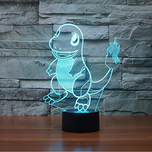 Pokemon Go Charmander 3D Night Light 7 Color Change LED Desk Lamp Touch Button Room Decor
