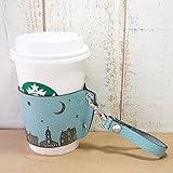 ［ミリュ］ 夜景 革 コーヒーカップスリーブ （姫路レザー／薄浅葱カラー）