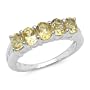 1.80 Carat Genuine Citrine Ovals5-Stone Silver Ring