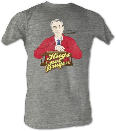 Mister Rogers - Hugs Not Drugs Mens T-Shirt In Gray Heather, Size: Large, Color: Gray Heather