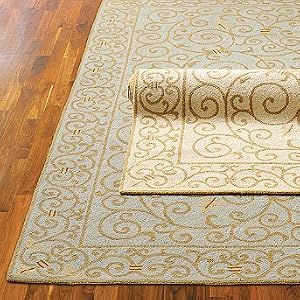 Fleur de Lis Wool Area Rug - Sage/Tan, 1'8" x 2'6" - Frontgate
