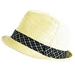 New Vent Plaid Stingy Summer Fedora Trilby Hat Large Extra Large Natural