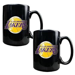 Los Angeles Lakers NBA 2pc Black Ceramic Mug Set - Primary Logo by Great American Products