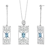 Captivating and Radiant 3.75 carats Radiant Cut Swiss Blue Topaz Pendant Earrings Set in Sterling Silver