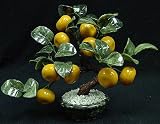 Unusual Asian Art Gift Idea for Mom - Chinese Jade & Glass Decorative Friut Tree Statues