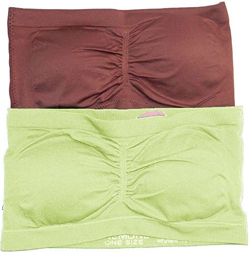 Anenome Women's Strapless Seamless Bandeau Padding (2 or 4 pack),One Size,2 Pack Dusty Rose_Light Green