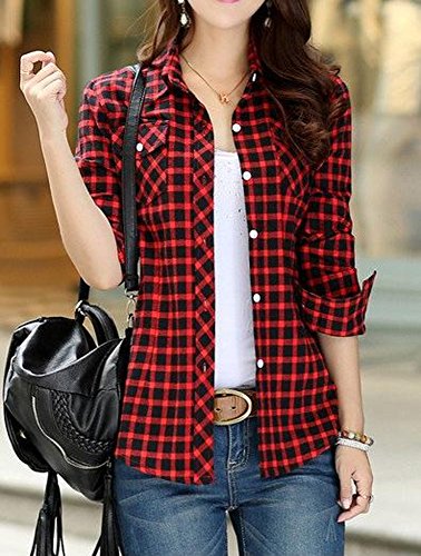 シャツ カジュアルシャツ ネルシャツ 大きい サイズ 有 お洒落 長 袖 チェック 柄 シャツ トップス 黒 赤 (オリジナル・ブレスレットとサシェセット)