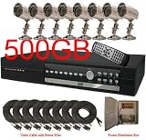 USA Security Store -- 8 Sony CCD Day/Night Vision Bullet Color Cameras with one 8 Channels Video audio Security Surveillance DVR Digital Video Recorder System Built-in 500GB HDD, Included 8x65FT video cables and Power Supplies KIT. Supports Network Remote Viewing Over Internet, Windows IE, iPhone, Windows Mobile, and Apple Mac FireFox.