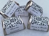 300 Damask Themed Wedding Candy wrappers/stickers/labels (Personalized Favors)
