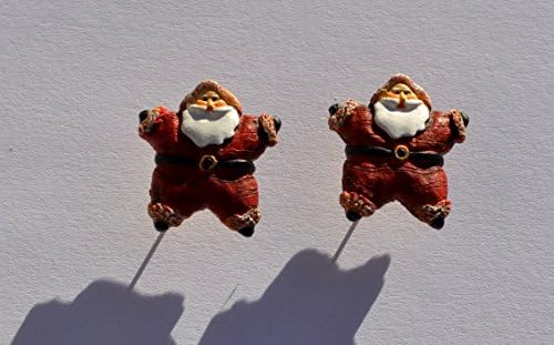 Santa Claus Earrings - Christmas Post Earrings - Goldtone Posts and Backings - 7/8"