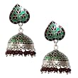 Jhumka Earrings Silver Enamel Jewelry 1.50 inches (erg154)