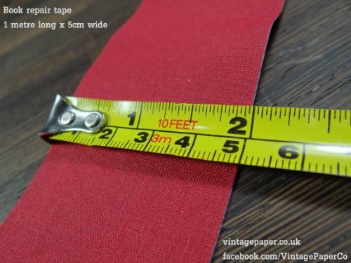Filmoplast T - Bookbinding Cloth, Acid-free Book Spine Repair Tape (Red) 1 Meter x 5cm - Free Delivery