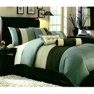7 PC. MODERN BED IN A BAG SUPER SET CHOCOLATE BROWN W/ MATCHING PILLOWS