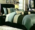 7 PC. MODERN BED IN A BAG SUPER SET CHOCOLATE BROWN W/ MATCHING PILLOWS, KING, BLUE