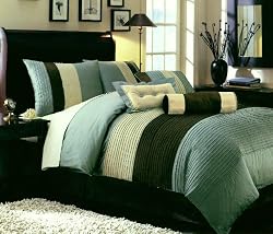 7 PC. MODERN BED IN A BAG SUPER SET CHOCOLATE BROWN W/ MATCHING PILLOWS