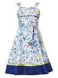 Rare Editions Girls 7-16 ROYAL-BLUE WHITE YELLOW FLORAL PRINT EMPIRE WAIST Spring Summer Party Dress