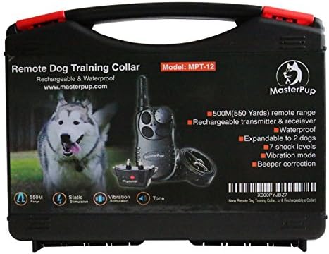 Safe Dog Shock Collar with Remote by MasterPup | Vibration & Shock Training Device for Medium and Large Dogs 10-110 lbs (Waterproof & Rechargeable e Collar)