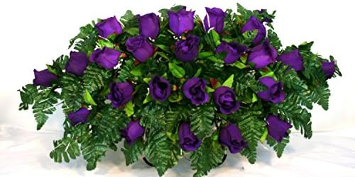 Beautiful Purple Roses Cemetery Tombstone Saddle