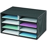 Bankers Box Decorative Eight Compartment Literature Sorter, Letter, Black/Gray Pinstripe (6170301)