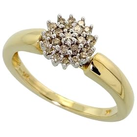 14k Gold 5/16" (8mm) wide Cluster Ring, w/ 0.25 Carat Brilliant Cut Diamonds