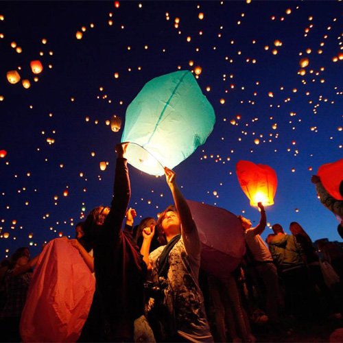 Set of 10 White Sky Lanterns Chinese Flying Wish Lights