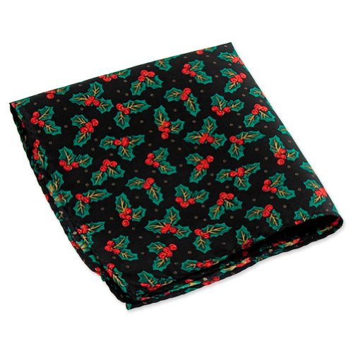 Men's Holly Silk Pocket Square by Wild Ties in Black